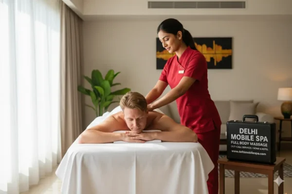 Ekta, Model Indian Therapist, giving Deep Tissue Massage to client in a Vasant Vihar Home Spa. Professional outcall service 🇮🇳✨.