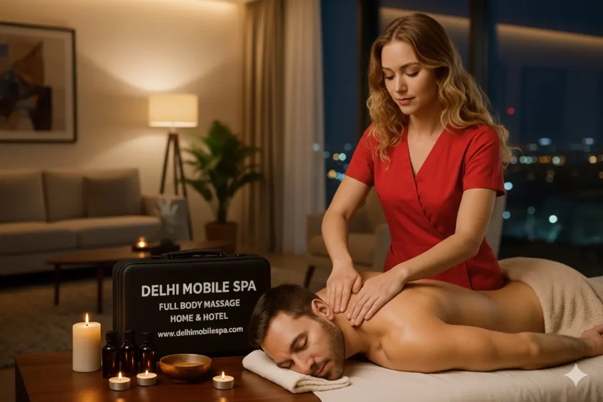 European Russian massage therapist providing professional full body massage at home and hotel in Delhi