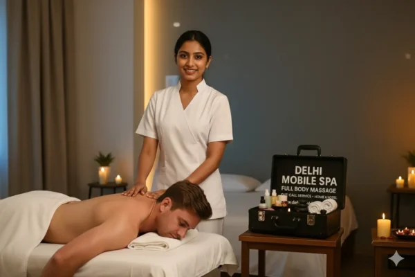 Indian Female Therapist White Uniform 20s giving Full Body Massage to Foreign Male Client in Luxury Flat. Best Home Massage & Hotel Massage with visible Spa Kit 🏠🏨.